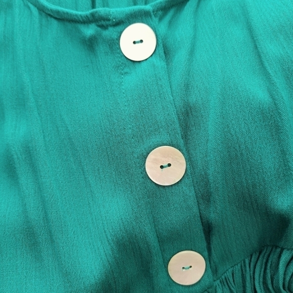 NWT Haitus Gauze Lightweight Tie Shoulder Dress Green Small - Picture 7 of 8